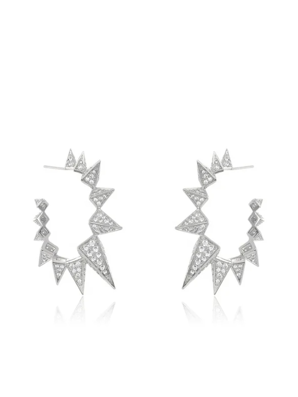 Silver Geometric Spike Hoop Earrings